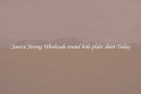 Source Strong Wholesale round hole plate sheet Today